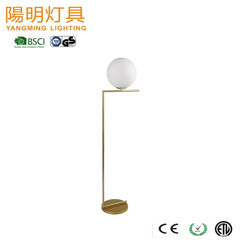 Decoration Lighting Opal White Glass Shade Floor Light Brass Crystal Chandelier Stand Lamp