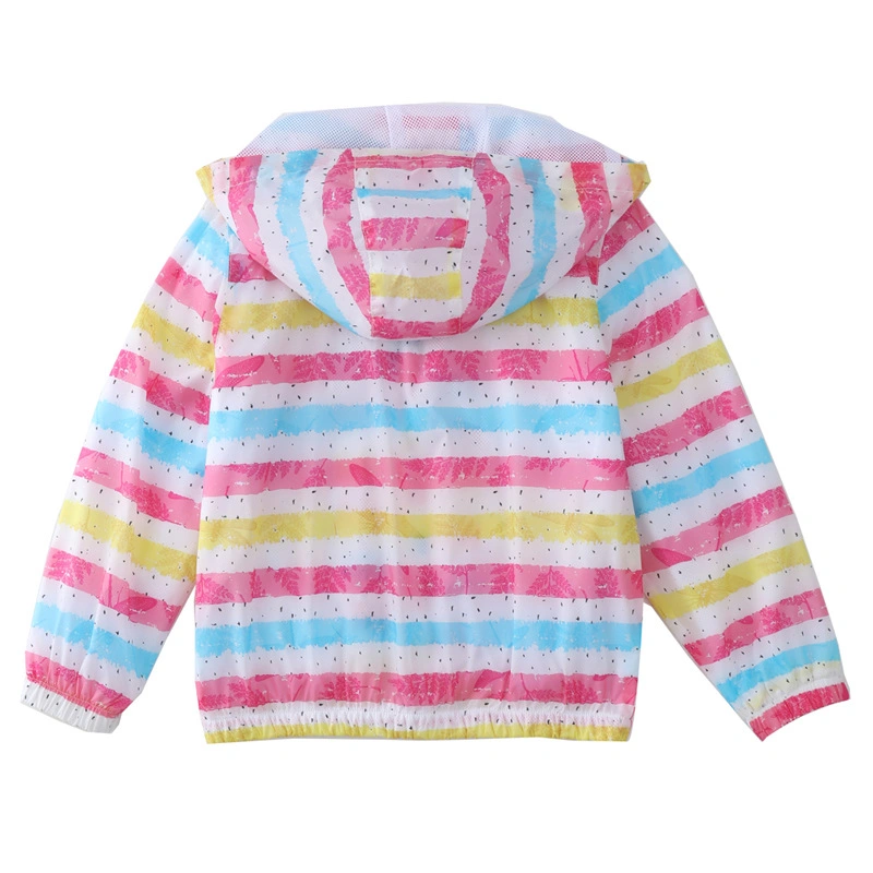 OEM Customize Yarn Dyed Stripe Summer Sun UV Block Lightweight Jacket for Kids Unisex