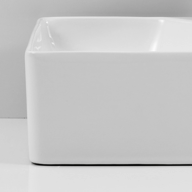 Commerce de gros de petite taille Carré Comptoir Wall-Hung lavabo de l'enregistrement de l'espace Salle de Bain lavabo avec débordement de Chaozhou Factory