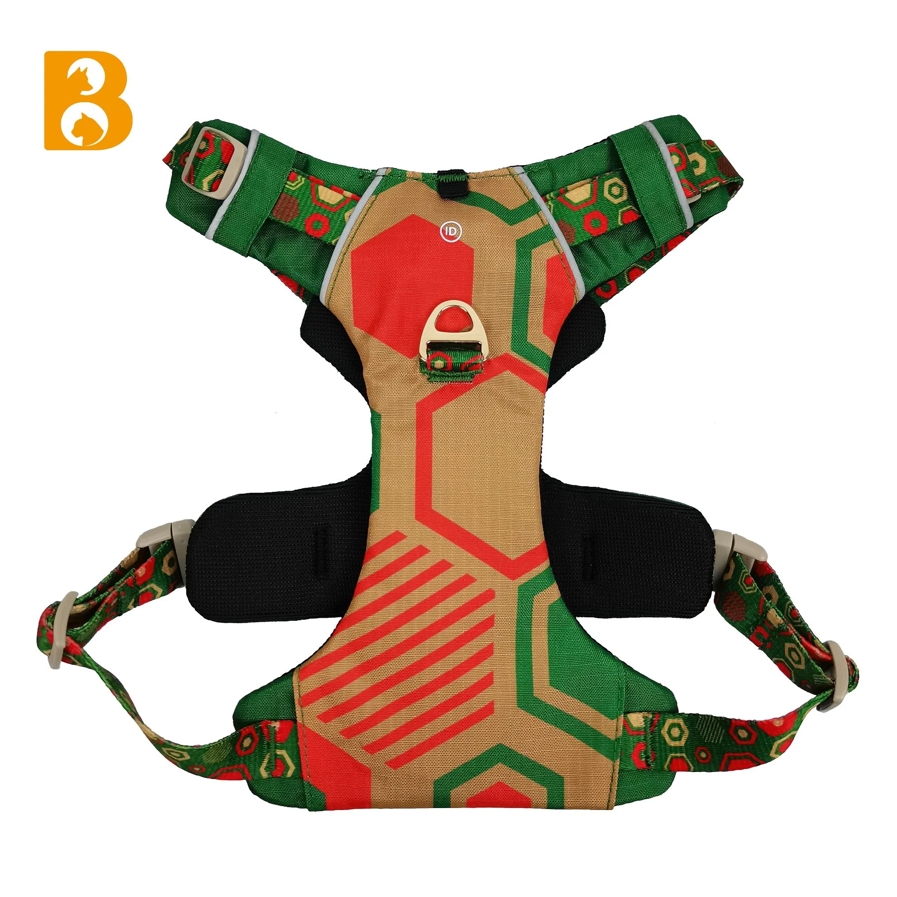 300d Waterproof Polyester Printed Green Fashion Pet Dog Harness