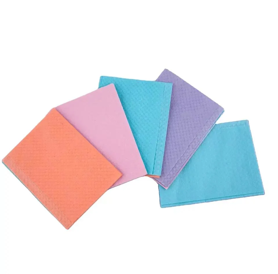 Hot Sale 2 Ply Paper + 1 Ply Poly Disposable Dental Patient Bibs 6.5g