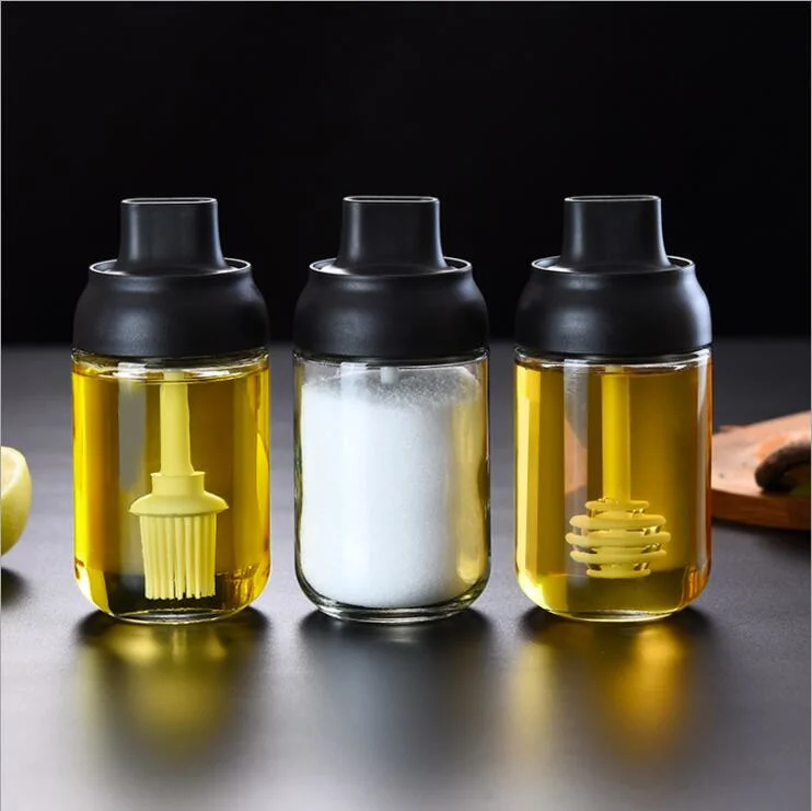 Household Cover Glass Moisture Proof Transparent Seasoning Bottle Condiment Tank, Transparent Glass Condiment Jar Moisture-Proof Pepper Sauce Bottle Esg15731