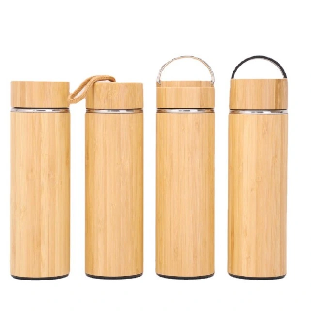 Custom Bamboo Vacuum Cup Stainless Steel Bamboo Tumbler with Portable Lid