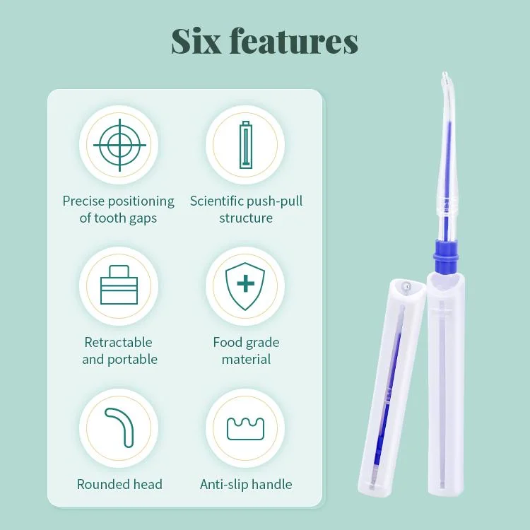 Material Food-Grade conveniente Cuidado Oral Cepillos Interdentales retráctil de limpieza