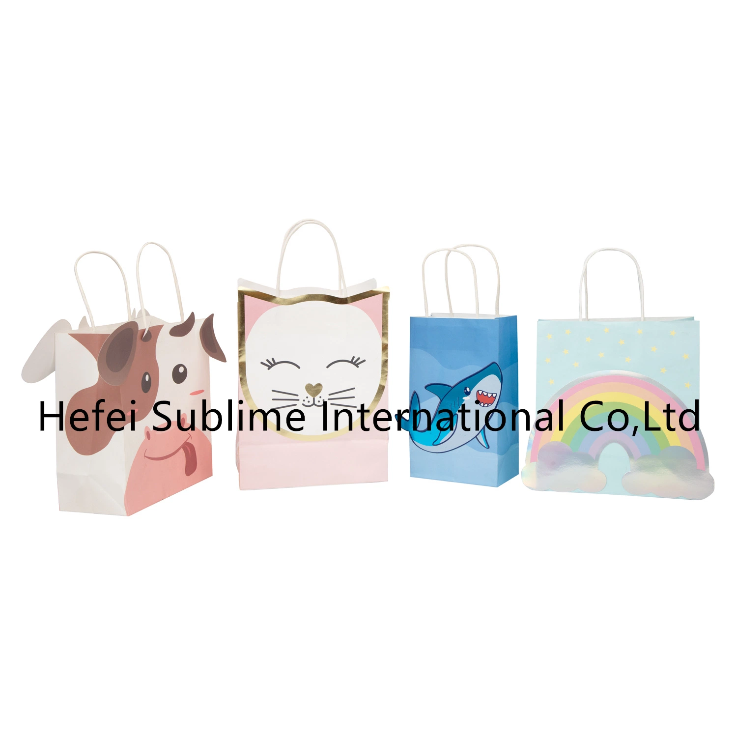 Brown Kraft Paper Gift Bags with Scratch Paper Panel Rainbow Gift Bags