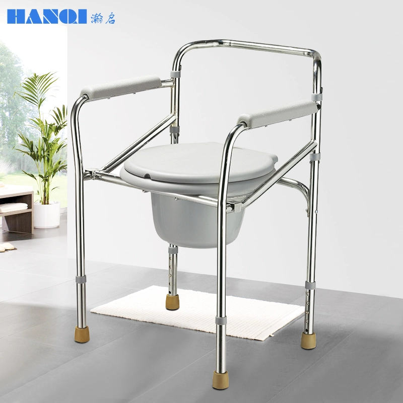 Convenient Nursing Steel Foldable Toilet Commode Chair for Adults