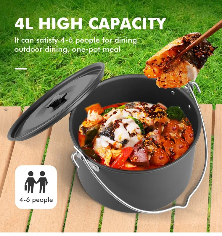 Kinggear Durable Lightweight Camping Pot Cookware Portable Cooking Pot for Outdoor Camping Hiking