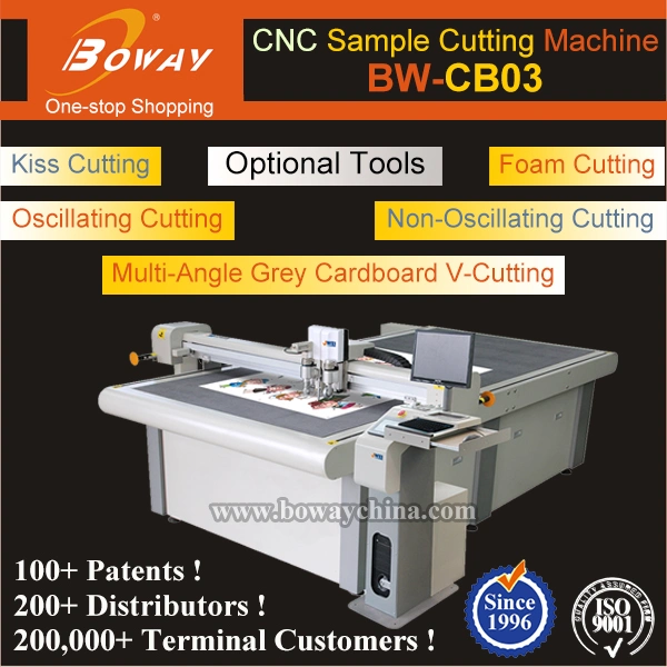 El trazado CB03 Besar-Cortó V-Cortó la cortadora plana de la muestra del CNC de la cartulina de goma del rectángulo del cartón que hacía espuma