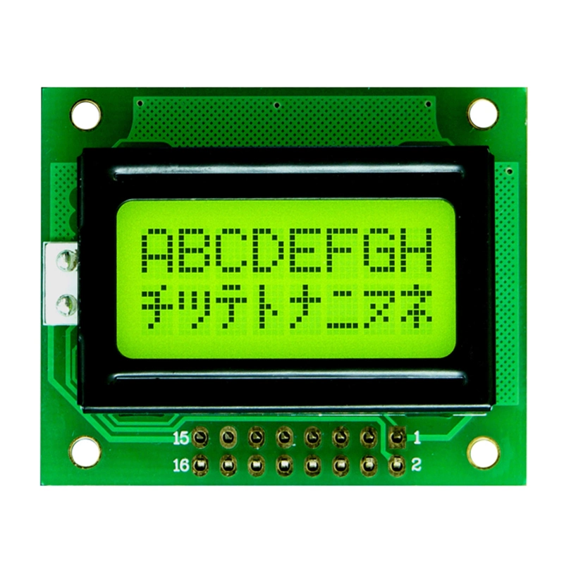 0802 Character LCD with Color Yellow-Green Controller St7066u for Equipment Application