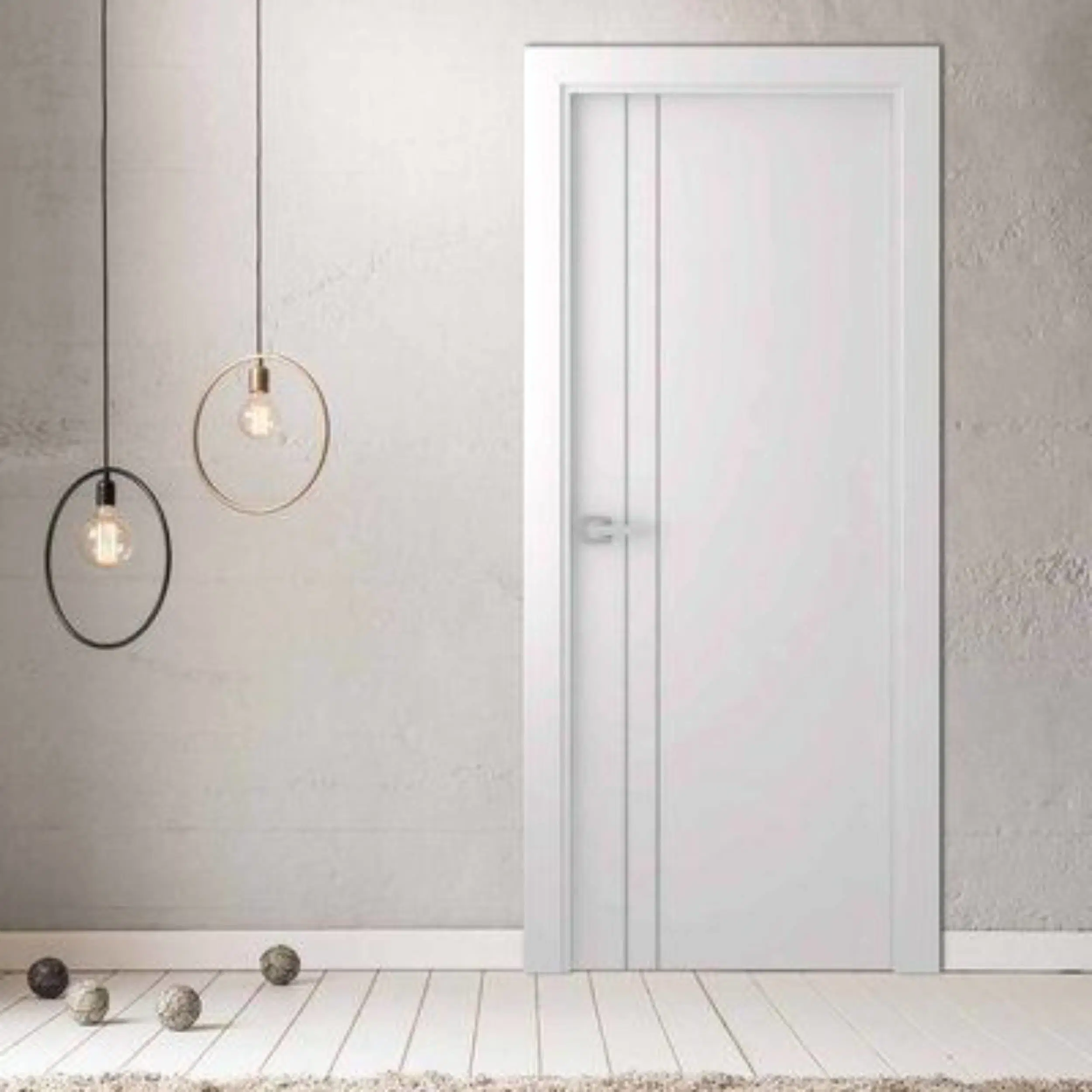 Prehung Hollow Core Wood Panel White Primed Flush Doors Interior Doors