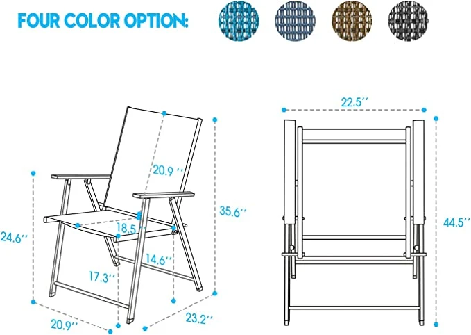 Folding Patio Portable Chairs Sling Back Chairs for Garden Outdoor Leisure Chair