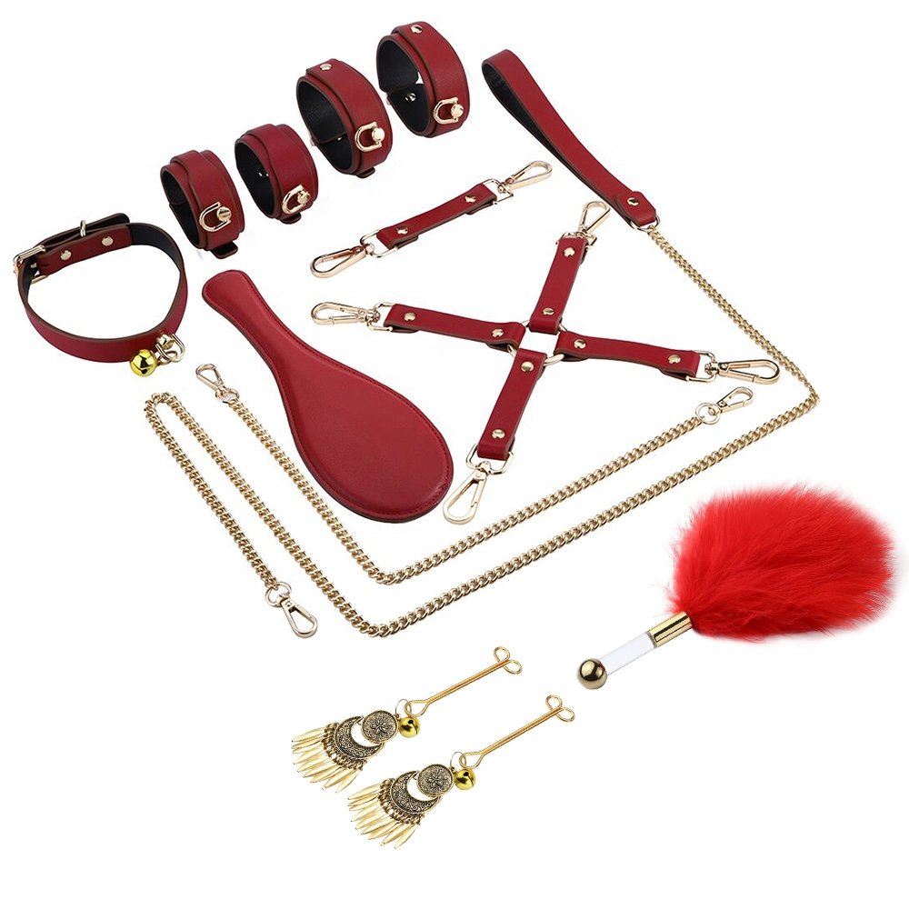 8pcs/Set SM Flirting Leather Slave Bondage Kits für Erwachsene Sexspielzeug