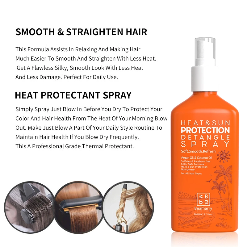 Custom Logo Professional Hair Care Argan Heat Protecting Detangling Hair Spray for Damaged Hair