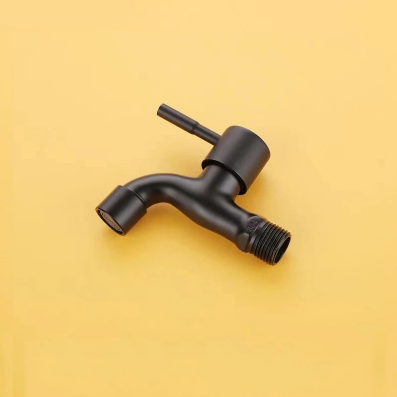 Wall Mounted 304 Stainless Steel Washing Machine Faucet Quick Open Single Handle Cold Water Black Color Garden Bibcock