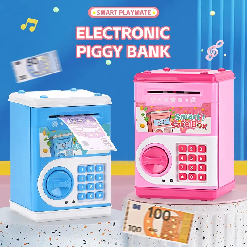 Auto-Scrolling Password Setting Light and Sound Children Save Money Adorable Money Box Electronic Piggy Bank Safe Box