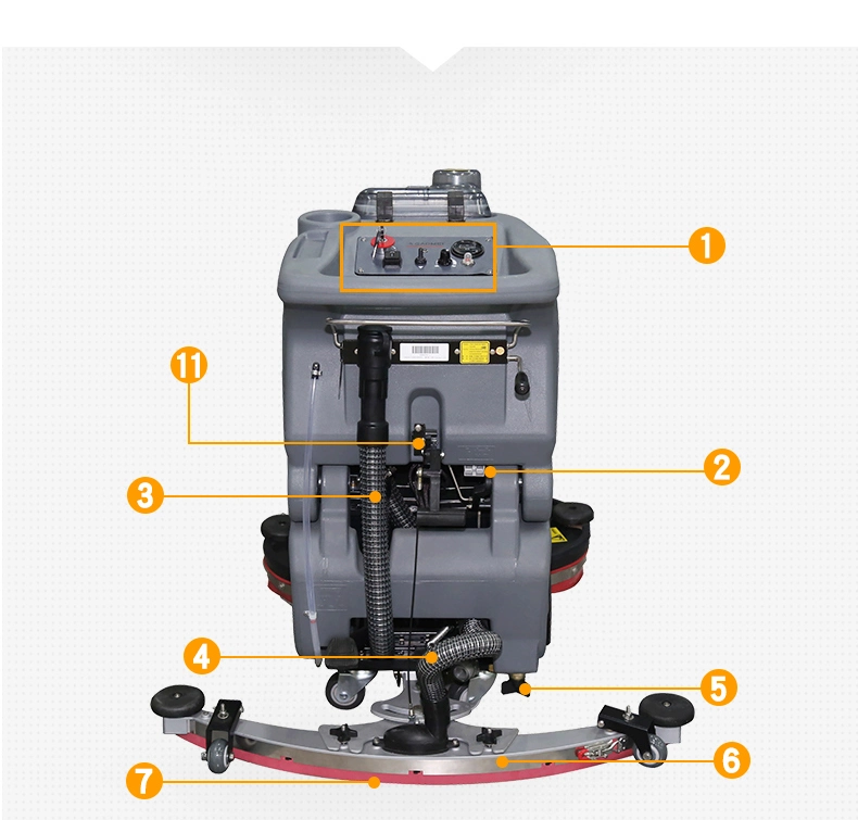 Walk-Behind Industrial Precio competitivo Pincel doble batería de la máquina de limpieza de suelos