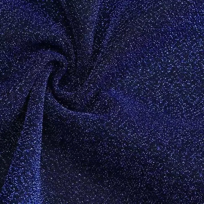 Luxury Reflective Sparkle Moonlight Metallic Foilglitter Interlock Fabric with Original Factory