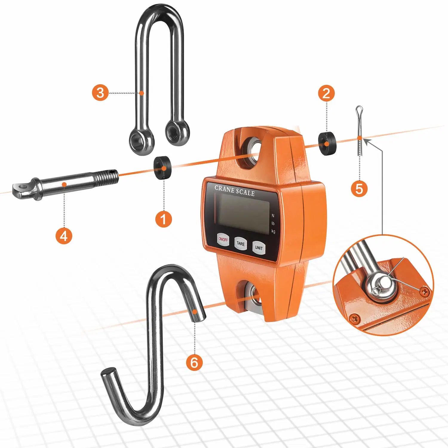 300kg/600lbs Electronic Digital Hanging Scale Mini Crane Scale with Hook for Outdoor