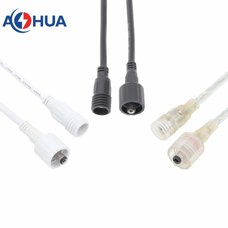 Aohua Factory Sales Waterproof DC Connector 5.5*2.1 5.5*2.5mm Type Pre-Molded Male and Female Plug with 20AWG Cable for 12V 24V Power Adapter