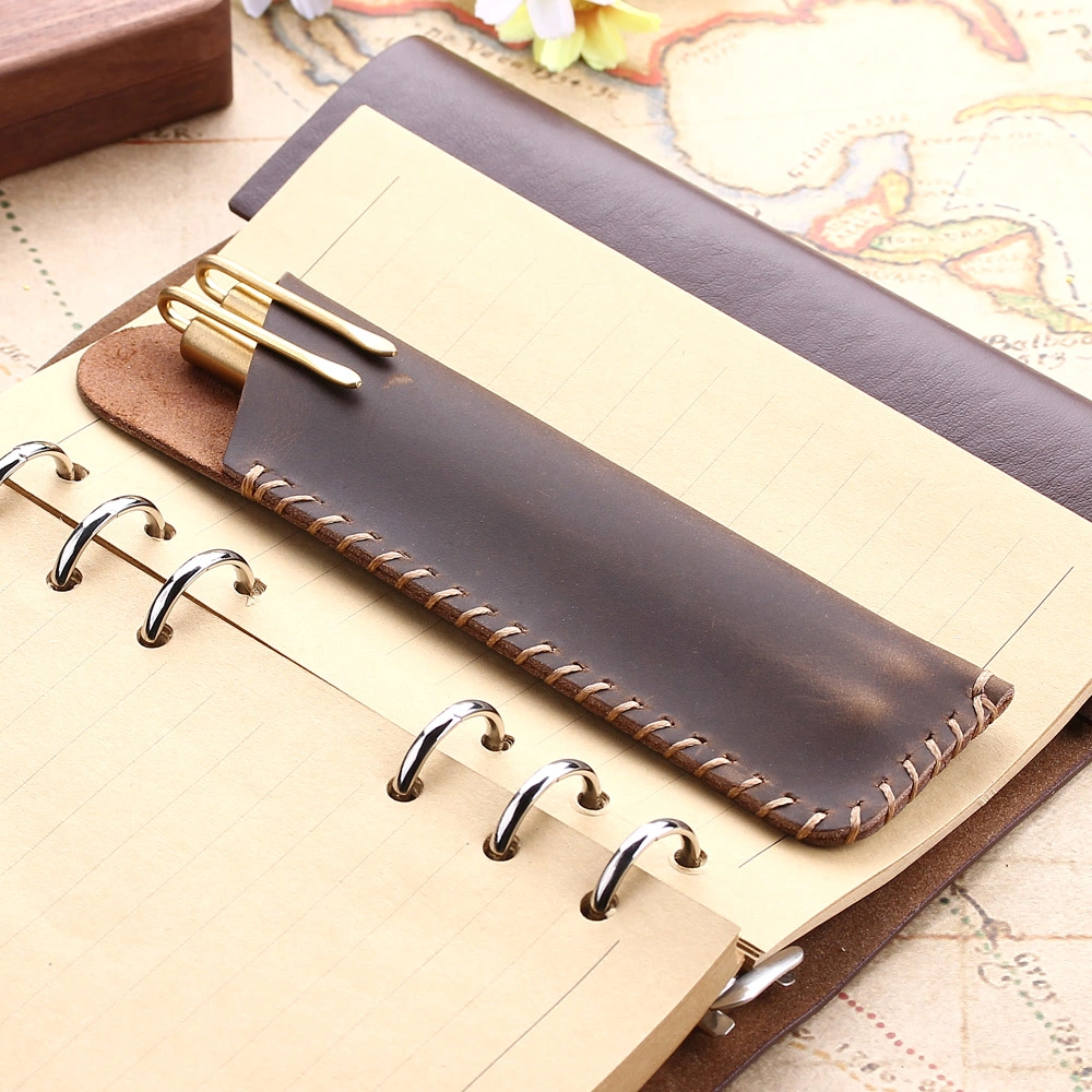 Personalized Fashion Leather Oblique Line Travel School Stationery Pen Pencil Bag