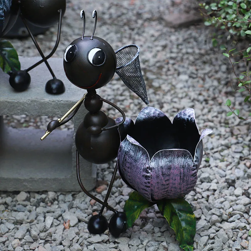 Metal Ant Planter Pot, Garden Flower Pot, Animal Pot Decoration