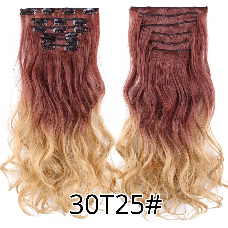 6 PCS/Set 22" Hairpiece 140g Straight 16 Clips in False Styling Hair Synthetic Clip in Hair Extensions Heat Resistant