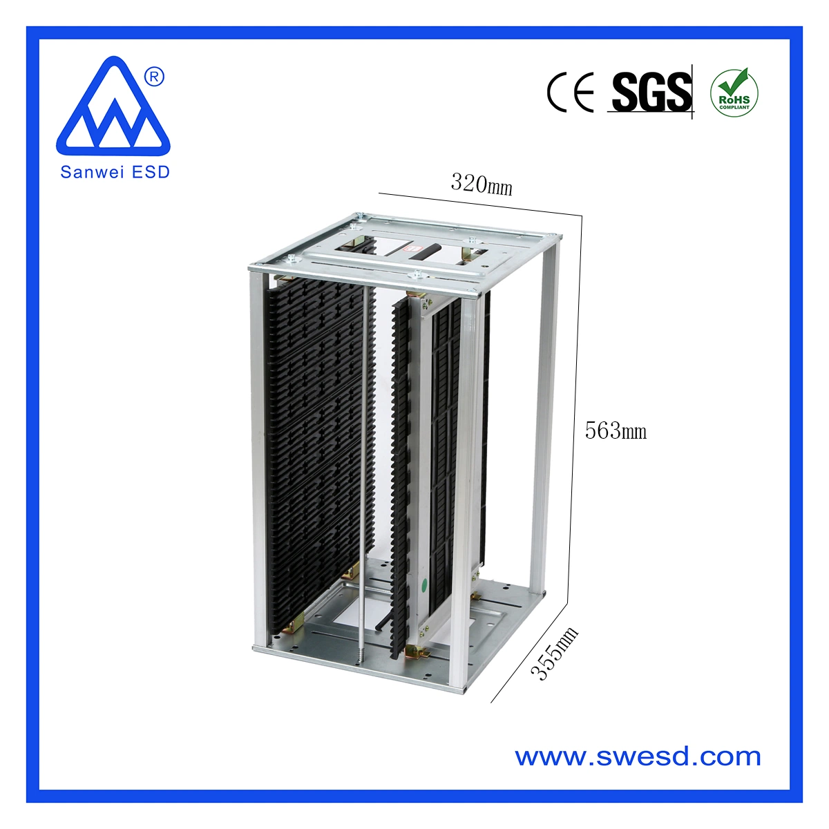 Antistatic ESD PCB Magazine Rack for Industrial