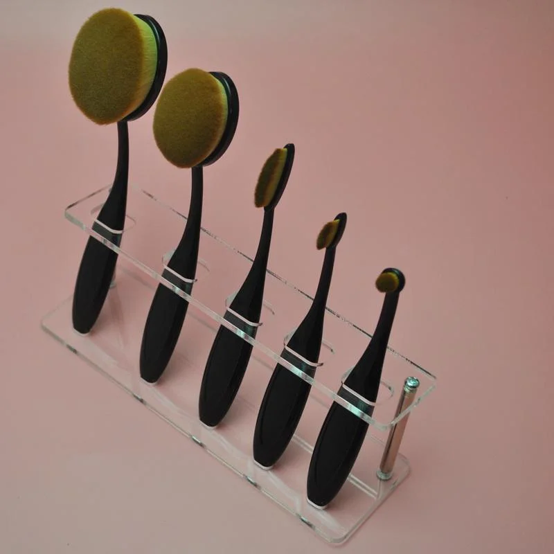 Clear Acrylic 5pcs Maquillaje Fundación Pinceles Holder estante pantalla