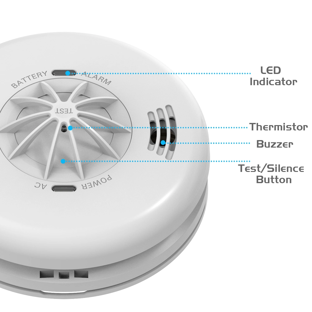 220V-240V Hardwired Photoelectric Heat Alarm Ukca Interlinked Heat Detector for Welsh