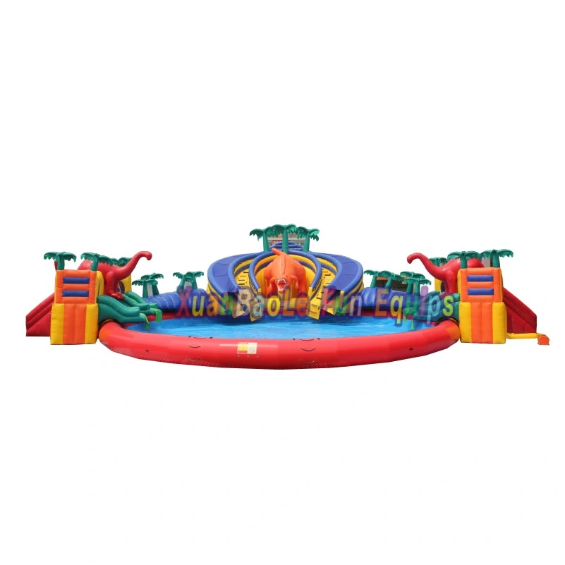 Gigante Dinosaur tema Inflatable agua Slide Pool Jurassic Inflatable Amusement Parque