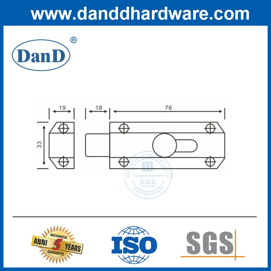 Small Brass Door Bolts Satin Finish Door Hardware