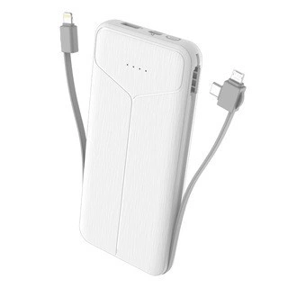 Self-Plugging 10000 mAh Self-Contained Dual Cable Portable Mobile Power Charging Treasure