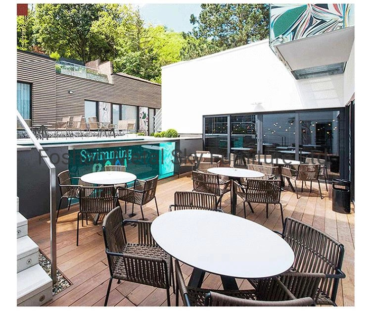 El restaurante del Hotel Jardín de metal al aire libre de la Cuerda rota la mesa de comedor de mimbre