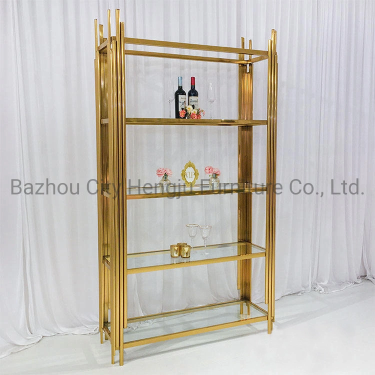 Wedding Hotel Household Stainless Steel Frame Glass Base Gift Decoration Display Shelf Rack