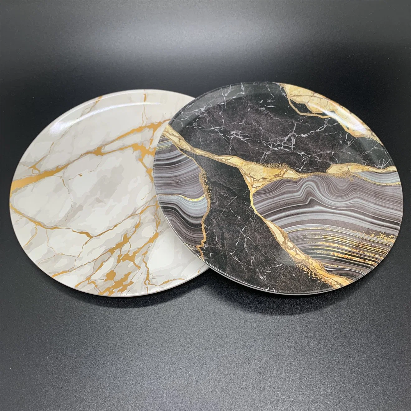 Marble Style Round Melamine Plastic Plate