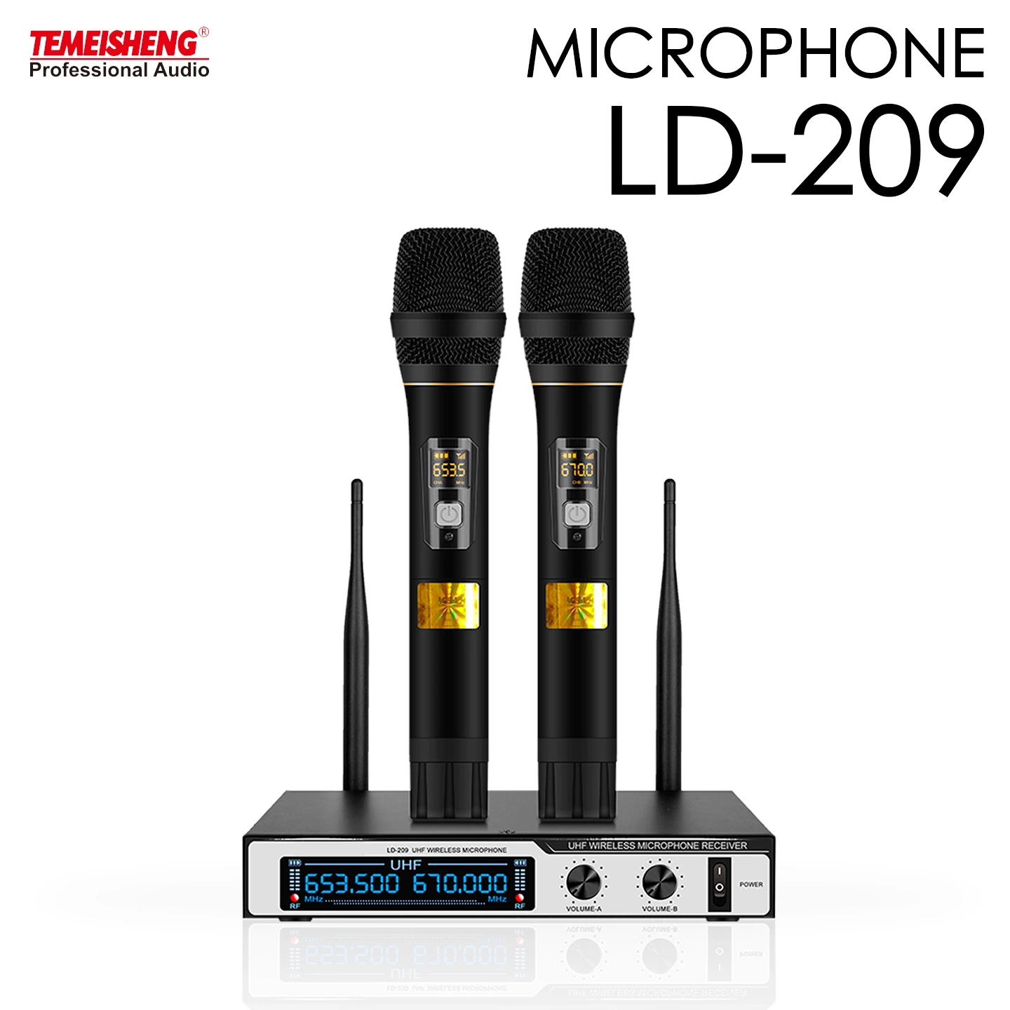 Temeisheng Handheld Microphone with Host UHF 2 in 1 Wireless Microphone