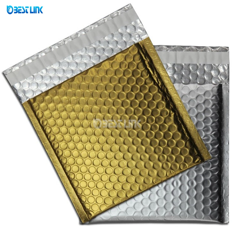 O logotipo personalizado Envelopes de Correspondência metálica dourada brilhante Poli sacos de embalagem acolchoada de envio de e-Commerce