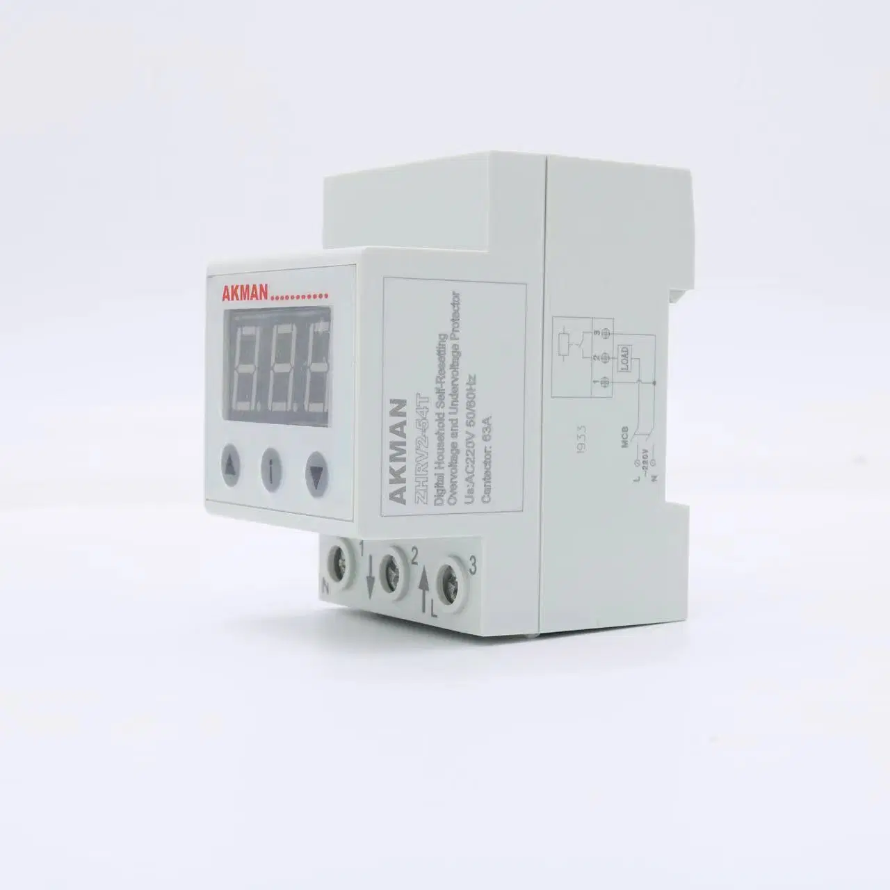 63A DIN Rail Current Protector Over Voltage Protector Under Voltage Protective Relay