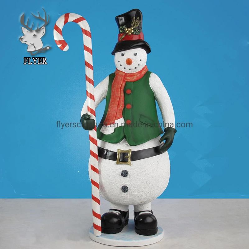 China Big Factory Good Price Christmas Decor Fiberglass Snowman Statue Sculpture