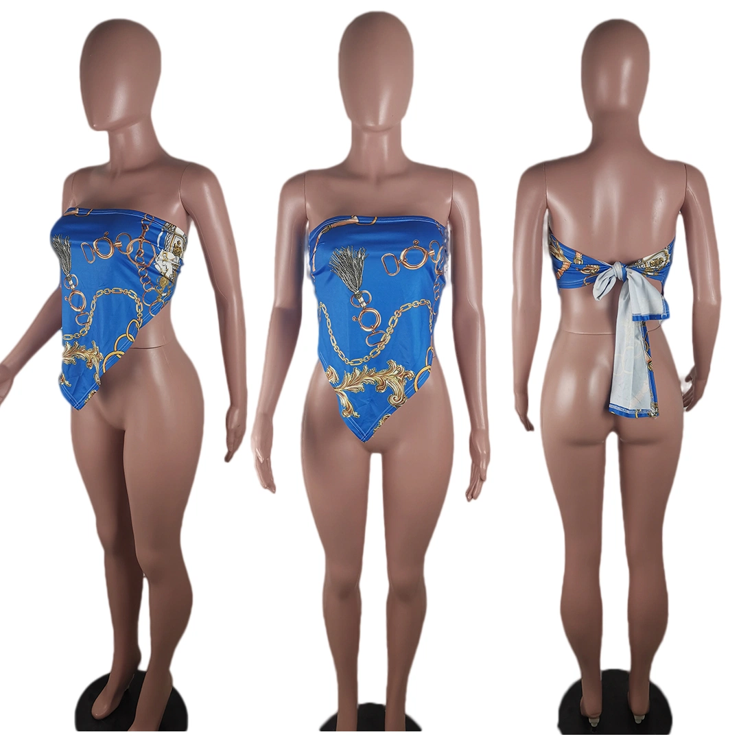 L99552 de verano Mayorista/Proveedor de hombro Bodycon vendaje Backless superior imprimir parte superior del tubo de la venda Sexy