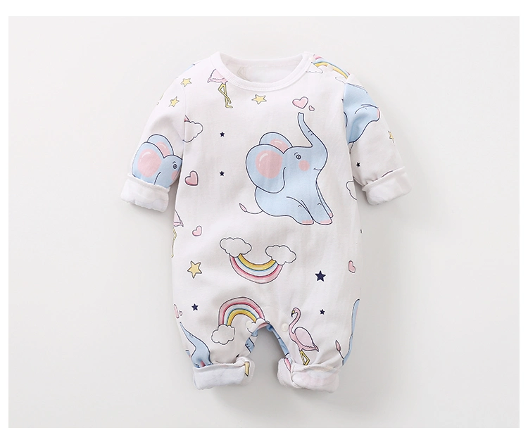 Long Sleeve Round Collar Cute Elephant Baby Climbing Clothes