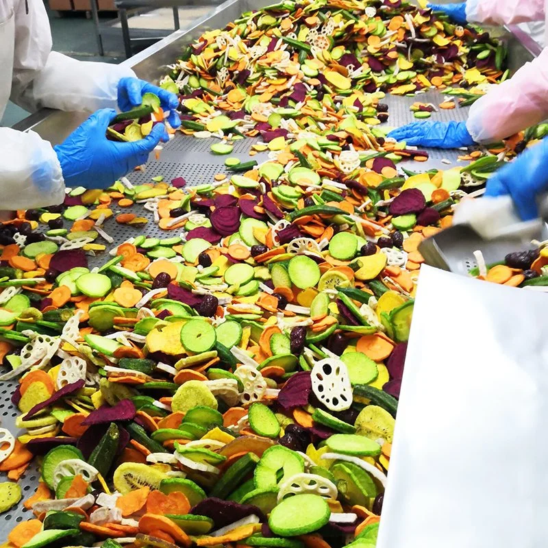 Crujientes snacks saludables vegetales bajos en calorías rodajas de Proveedor de verduras mezcladas de forma de fichas