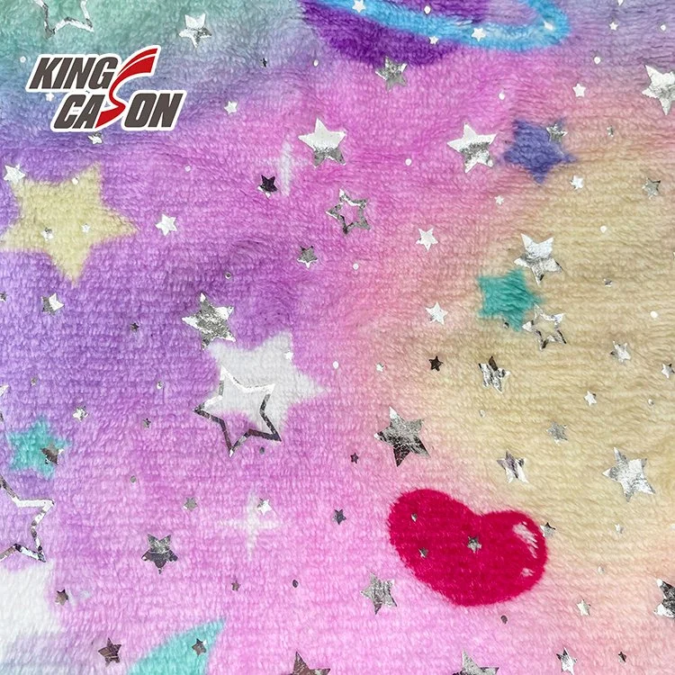 Kingcason New Type Luxury Foil Stamping Rainbow Flannel Fabric for Kids