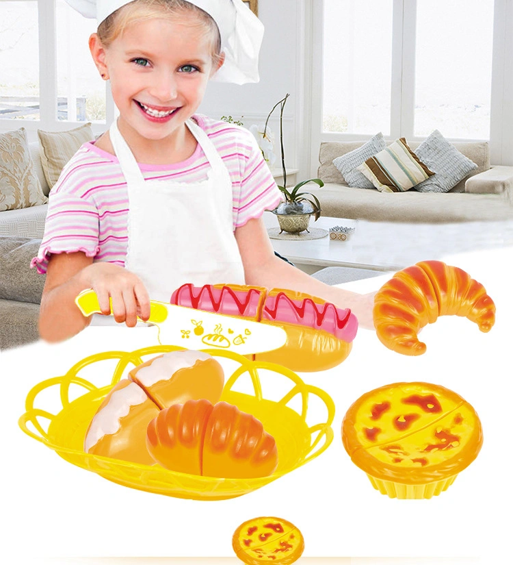 Chinese Handmade Pizza Cake Plastic Burger Kids Kitchen Table Pretend Play Knife Cut Set Mini Fast Food Toys for Children