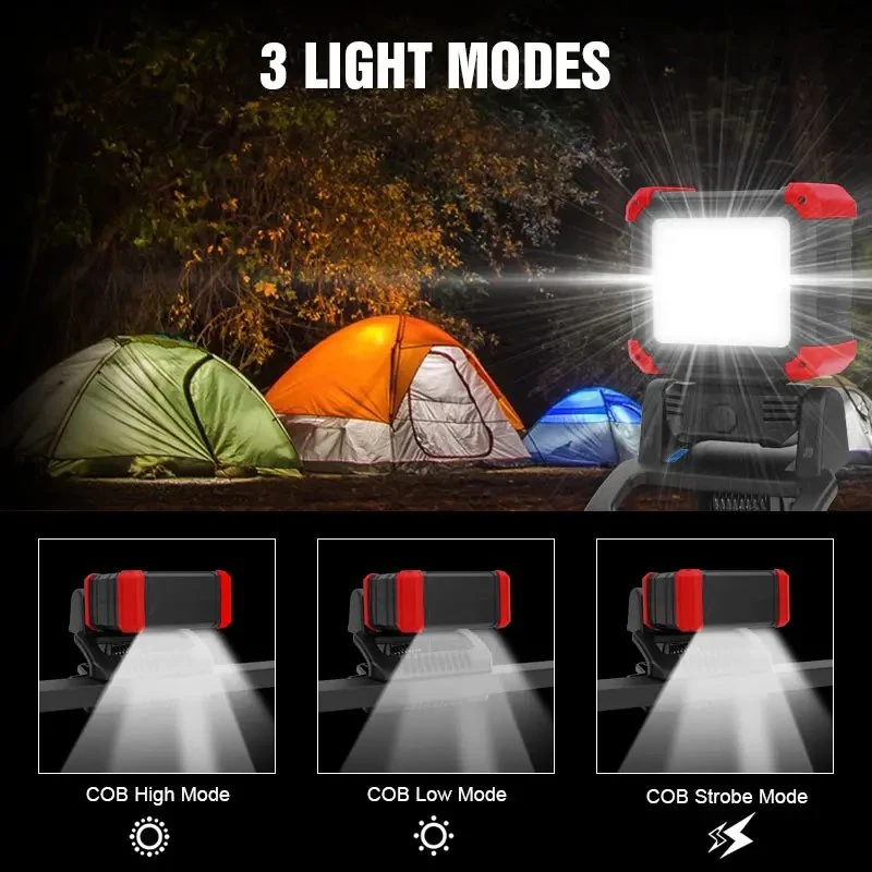 750lm Ultrabright COB Camping Portable Clamp Work Light for Phone Charging