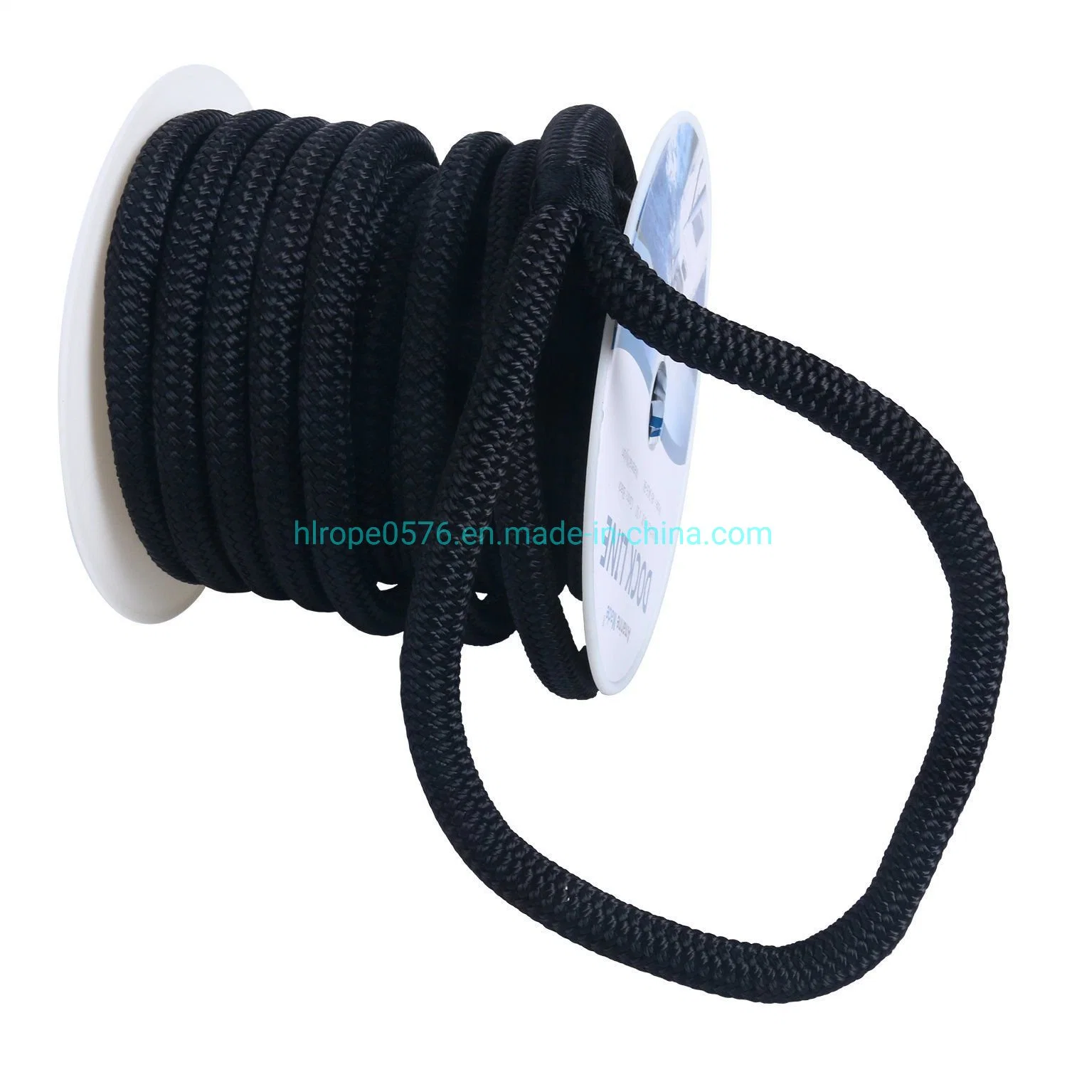 Negro 5/8" de 50 pies doble trenzado de cuerda de amarre de la línea de base de nylon trenzado doble