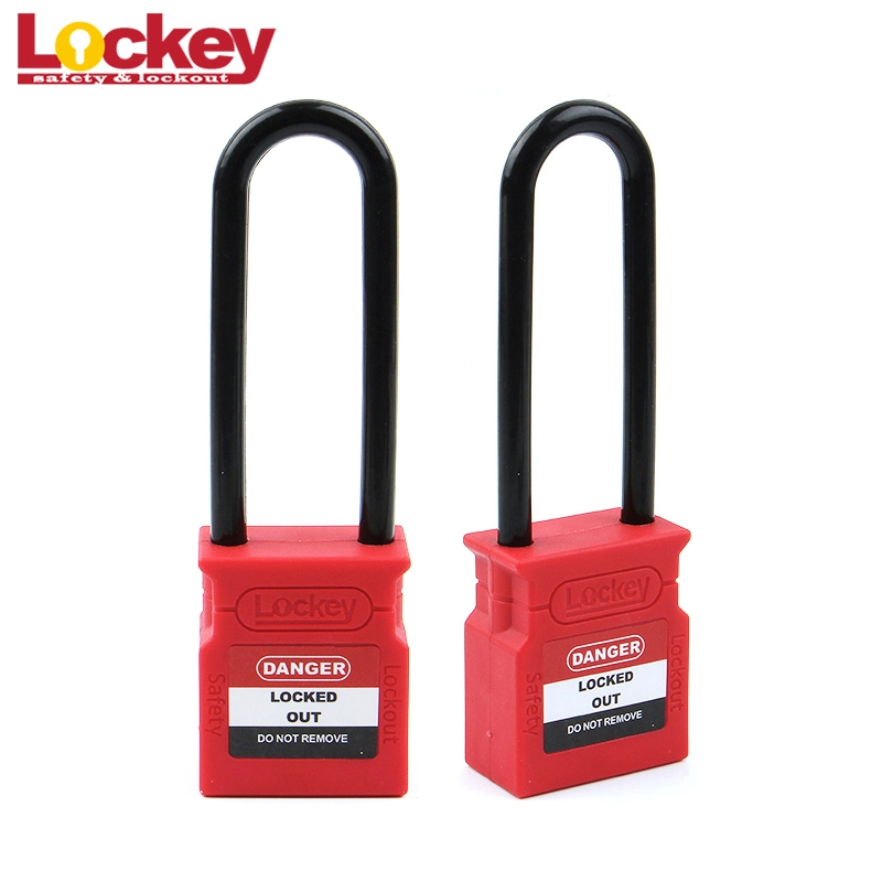 New Designed Safety Lockout Auto-Popup Plastic Padlock with Steel/Nylon Shackle 76mm