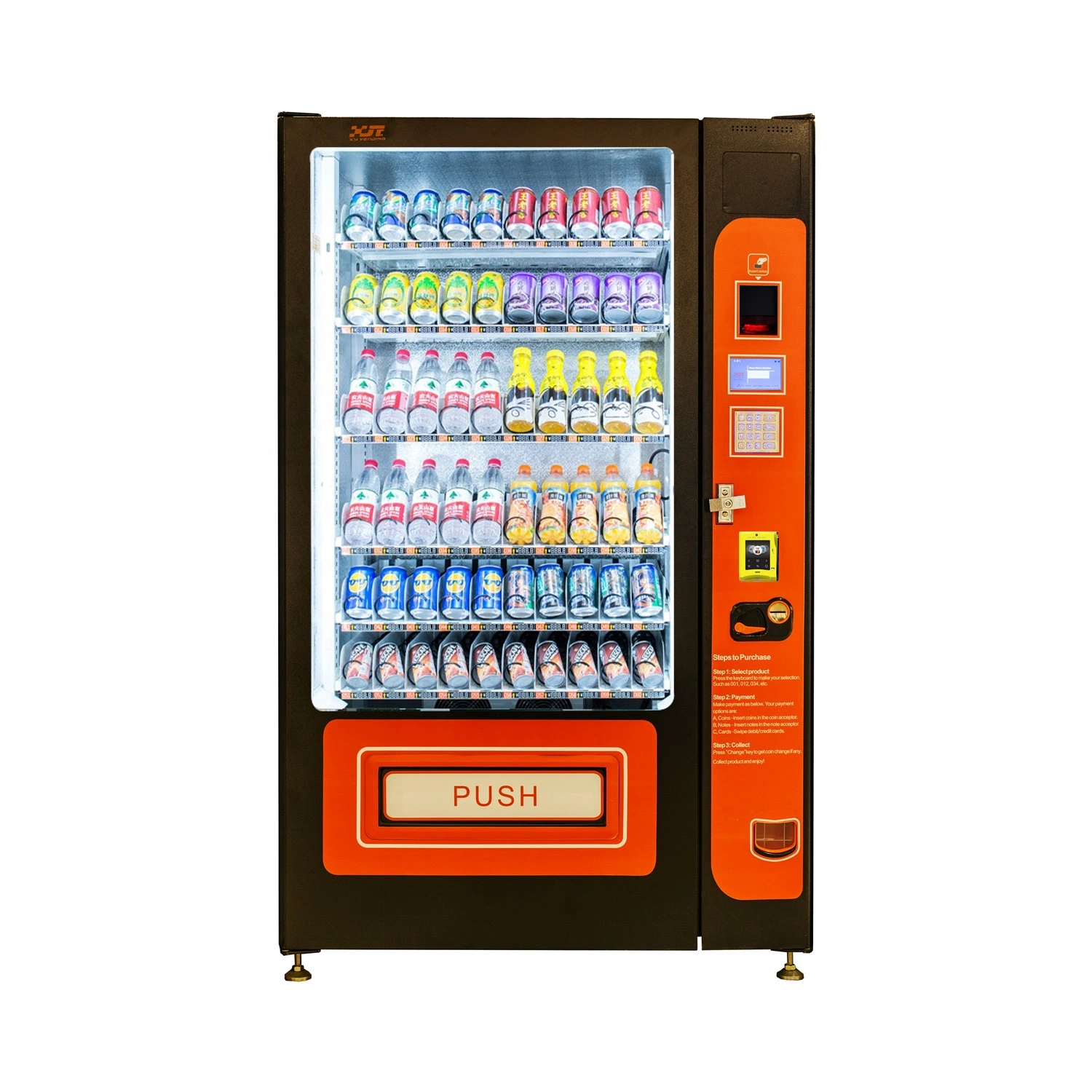 Xy 24 Stunden Self-Service Mini Supermarkt Intelligente Flaschen Cola Aus Dosen Harga Can Soda Verkaufsmaschine