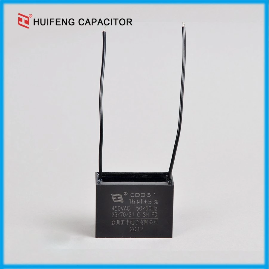 Stable Performance Cbb61 16UF 450V Metallized Film Capacitors with Pins for Fan