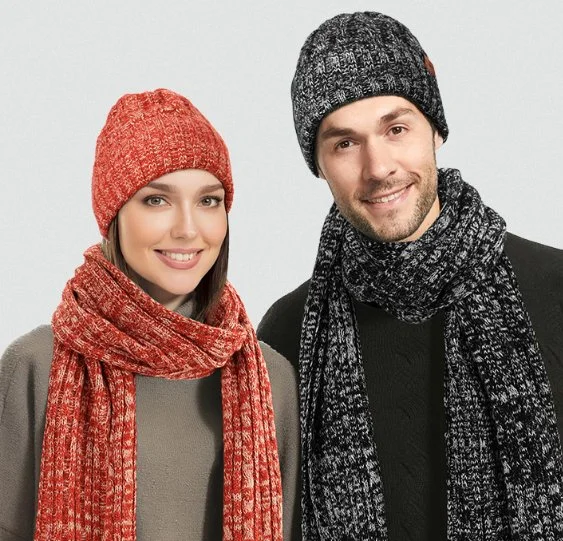 Luvas de malha com touchscreen Long Scarf Winter Warm, conjunto de Velo